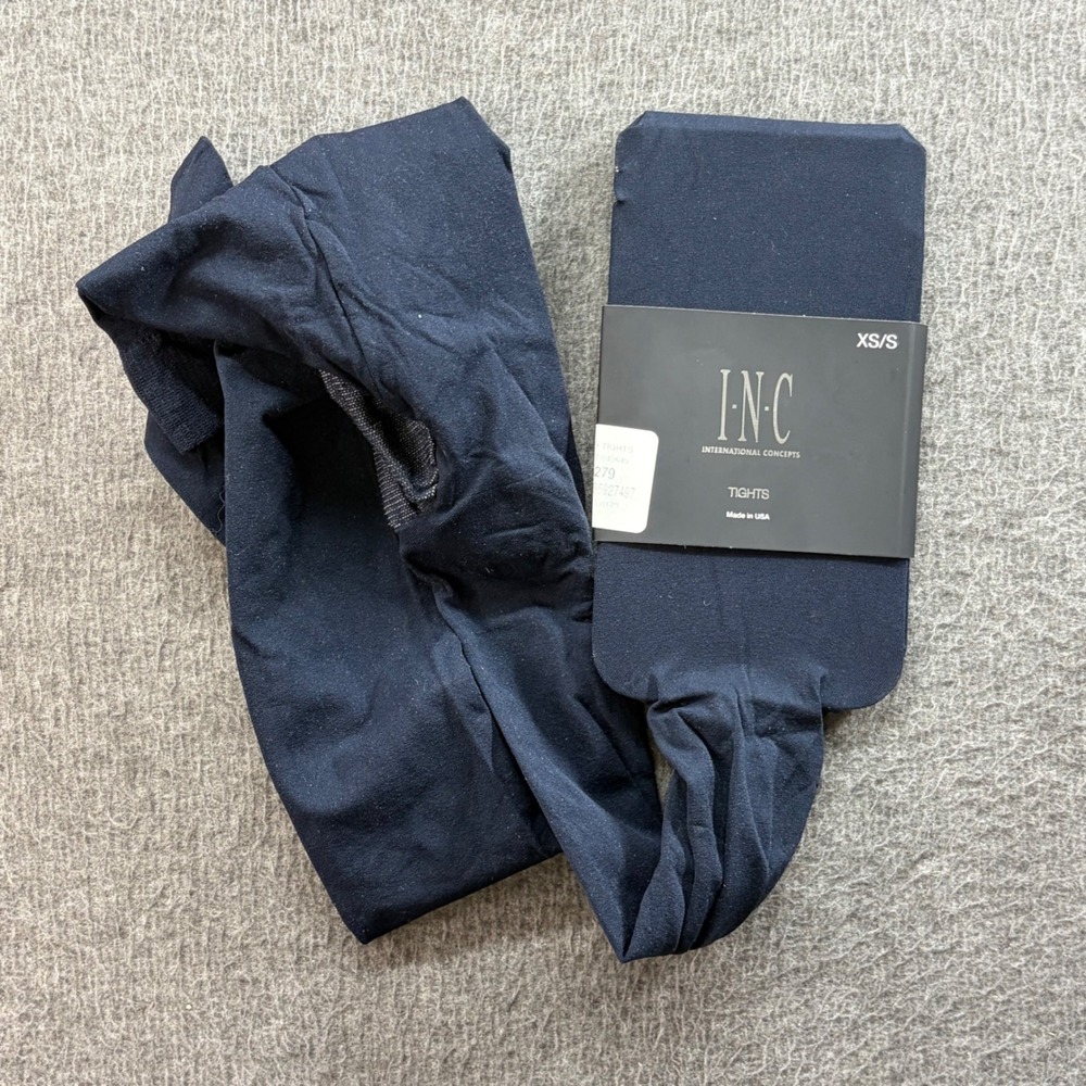 INC International Concepts Navy Blue Opaque Tights XS/S Made in USA 100075010